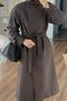 LONG COAT WITH DARK BROWN COLLAR DETAIL AND LEATHER DETAILS PER9868 - 5