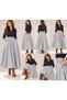 Gray Color Black Plaid Striped 90 cm Length Elastic Waist Full Flawed Skirt with Hidden Pockets - 4