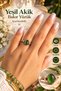 Copper Real Green Agate Ring Adjustable Quality 100% Genuine Copper Natural Stone