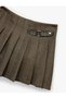 Belt-Detail Thick Pleated Mini Skirt - 5