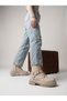 ZRİN-3038 Premium Beige Buckled Waterproof Zipper Women's Boots - 3