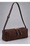 Women's Brown Suede Luxury Shoulder Bag with Zipper - 4