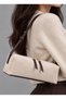 Women's Cream-Colored Suede Luxury Shoulder Bag with Zipper - 2