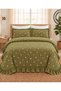 Elora Green Ruffled and Flower-Embroidered 100% Cotton 6-Piece Double-Size Luxury Duvet Cover Set - 3
