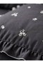 Elora Anthracite Gray Ruffled and Floral-Embroidered 100% Cotton 6-Piece Double-Size Luxury Duvet Cover Set - 6