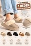 Women's Winter House Slippers with Elastic Back and Fur-Lined Design for Indoor and Outdoor Use - Taupe Color - 2