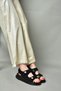 S267122004 Black Fabric Women's Sandals - 2