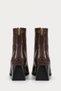 Women's Brown Blunt Toe Thick Heeled Back Zipper Orthopedic Insole Boots Owena - 8