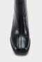 Women's Black Blunt Toe Thick Heeled Back Zipper Orthopedic Insole Boots Owena - 5