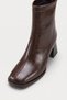 Women's Brown Blunt Toe Thick Heeled Back Zipper Orthopedic Insole Boots Owena - 9