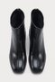 Women's Black Blunt Toe Thick Heeled Back Zipper Orthopedic Insole Boots Owena - 4