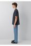 Anthracite Basic T-Shirt Loose Fit / Comfortable Cut 066249-91268 - 4