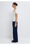 Textured Semi-Buttoned Ecru T-Shirt Fitted / Bodycon Cut 1614008-70057 - 4