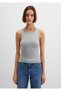 Halter Neck Gray Polyamide Tank Top Fitted / Fitted Cut 1613499-70098 - 4