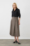 Woolen Long Flared Skirt - Brown