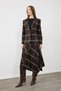 Asymmetric Plaid Skirt - Brown - 5