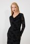 Degaje Collar Velvet Textured Long Evening Dress - Black - 6