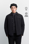 Men's Black Classic Collar Lightweight Windproof Technical Fabric Comfort Fit Coat A62Y6131