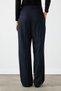 Pleated Straight-Leg Striped Trousers - Navy Blue - 8