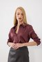 Silky Satin Classic Cut Satin Shirt - Plum - 2