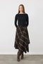 Asymmetric Plaid Skirt - Brown