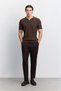 Men's Coffee Buttonless Polo Collar Full Jacquard Short Sleeve Regular Fit Sweater A62Y5060 - 7