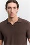 Men's Coffee Buttonless Polo Collar Full Jacquard Short Sleeve Regular Fit Sweater A62Y5060 - 2