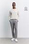 Men's Gray Side Elasticated Ribbed Elastane Slim Fit Trousers A62Y3080