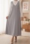 Long Gilet with Tie Shoulders -Grey - 4
