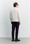 Men's Ecru Polo Neck Zippered Rayon Non-Pilling Basic Knitwear Regular Fit Sweater B005150 - 5