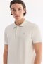 Men's Ecru Non-Curling Polo Collar Buttoned Bi-Stretch Interlock Regular Fit T-Shirt A61Y1075 - 2