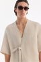 Men's Beige Double Breasted Soft Touch Short Sleeve Comfort Fit Shirt A61Y2096 - 3