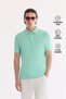 Men's Light Green Non-Curling Polo Collar 100% Cotton Basic Regular Fit T-Shirt B001032