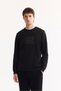 Men's Black Crew Neck Cotton Bi-Stretch Printed Regular Fit Sweatshirt A52Y1289