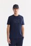 Men's Navy Blue Crew Neck Printed Bi-Stretch Interlock Regular Fit T-Shirt A61Y1068