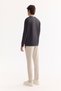 Men's Anthracite Crew Neck Cotton Bi-Stretch Printed Regular Fit Sweatshirt A52Y1325 - 4
