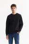 Men's Black Crew Neck Cotton Bi-Stretch Printed Regular Fit Sweatshirt A52Y1208