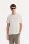Men's Ecru Crew Neck High Filexi Printed Interlock T-Shirt A61Y1147