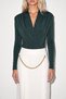 Cream Pleated Midi Skirt with Waist Chain Detail - 3