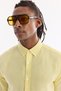 Men's Light Yellow Button-Down Collar 100% Linen Comfort Fit Shirt B002191 - 3