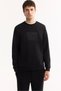 Men's Black Crew Neck Cotton Bi-Stretch Printed Regular Fit Sweatshirt A52Y1289 - 5