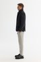 Men's Black Mono Collar Buttoned Inside Vest-Look Comfort Fit Coat A42Y6186 - 5