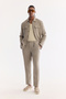 Men's Gray Elastic Waist 100% Linen Relaxed Fit Trousers B003032 - 2