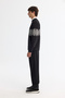 Men's Black Crew Neck Cotton Striped Sweatshirt B 001203 - 3