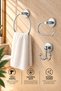 Chrome Open Toilet Paper Holder / Ring Towel Holder / Fork-Shaped Bathrobe Hook 3-Piece Bathroom Set