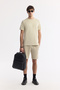 Men's Beige Crew Neck Printed Bi-Stretch Interlock Regular Fit T-Shirt A51Y1131 - 7