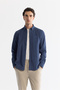 Men's Indigo Button down Collar 100% Cotton Soft Touch Velvet Regular Fit Shirt B002032