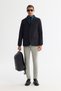 Men's Black Mono Collar Buttoned Inside Vest-Look Comfort Fit Coat A42Y6186 - 7