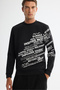 Men's Black Crew Neck Cotton Printed Regular Fit Sweatshirt A42Y1285 - 3