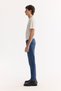 Men's Navy Blue Classic Waist Vintage Washed Elastane Berlin Slim Fit Jean Trousers A42Y3519 - 4